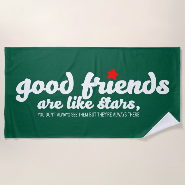 Serviette De Plage Les bons amis sont comme les étoiles (Devant)