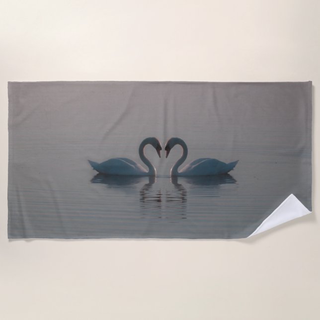 Serviette De Plage Les cygnes bleus doivent être amoureux (Devant)