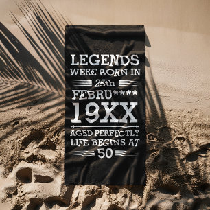 Serviette De Plage Les légendes personnalisées sont nées à la date Mo