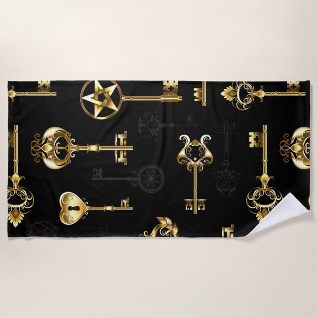 Serviette De Plage Les Patters de Seamless avec Golden Keys (Devant)
