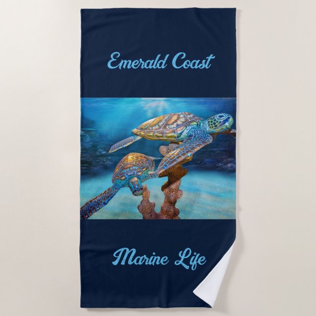 Serviette De Plage Les tortues marines Côte d'Émeraude (Devant)