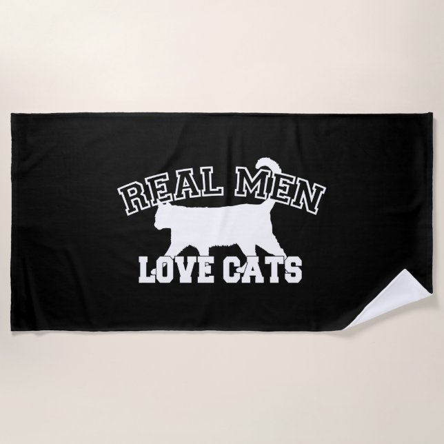 Serviette De Plage Les vrais hommes aiment les chats Silhouette (Devant)