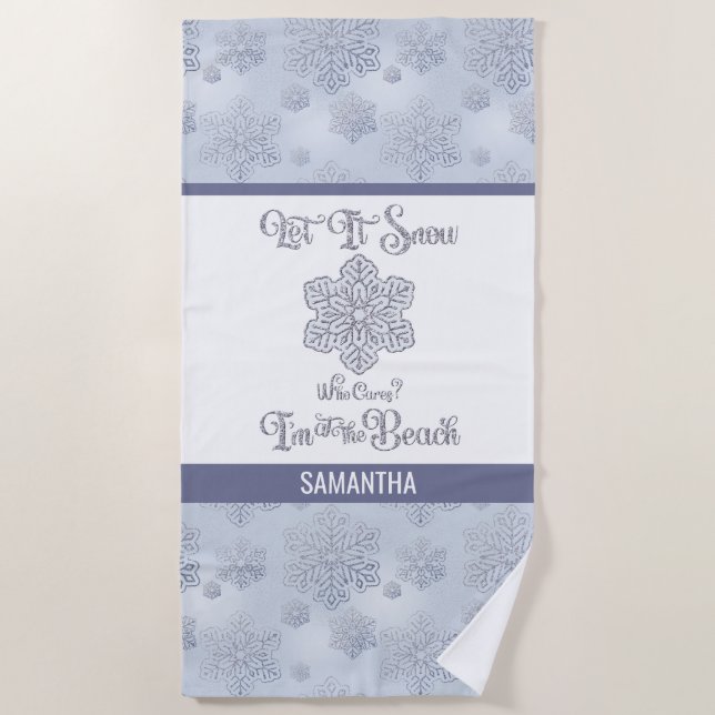Serviette De Plage Let it Snow–Funny Christmas Beach Silver (Devant)