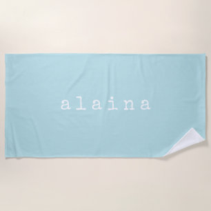 Serviette De Plage Lettres de machine à écrire monogrammées bleu aqua