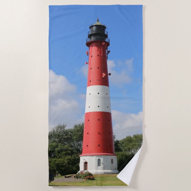 Serviette De Plage Leuchtturm auf Insel Pellworm im Sommer (Devant)