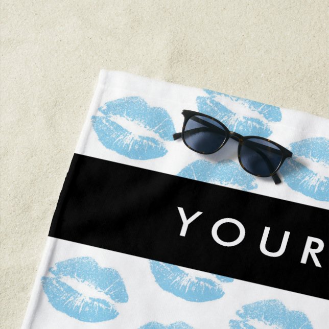 Serviette De Plage Lèvres Bleues, Baiser, Baguette à lèvres, Votre No (En situation)