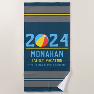 Serviette De Plage Lieu de vacances familial personnalisé