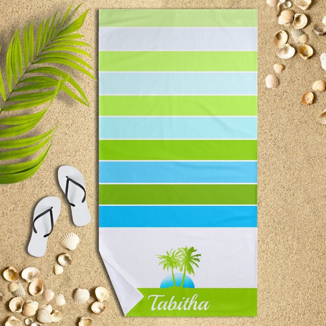 Serviette De Plage Life at The Beach Cool Aqua Lime Personalized (Créateur téléchargé)