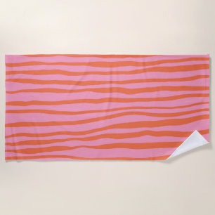 Serviette De Plage Lignes ondulées verticales rétro - pastel orange e