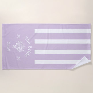 Serviette De Plage Lilac Violet Rayé de la MARiée 