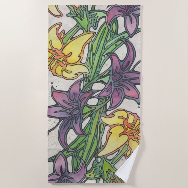 Serviette De Plage Lily pourpre (Devant)