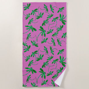 Serviette De Plage Lime Green Dragonfly Frenzy Beach Towel
