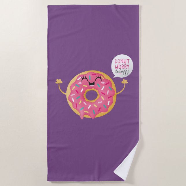 Serviette De Plage L'inquiétude drôle de beignet de filles de (Devant)