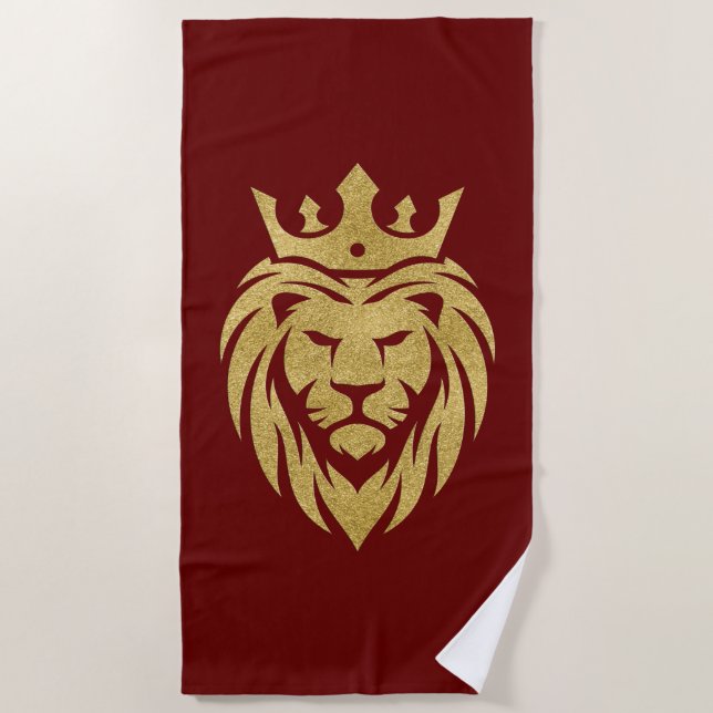 Serviette De Plage Lion Avec Couronne - Style Or 3 (Devant)