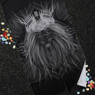 Serviette De Plage Lion avec monogramme de couronne noir