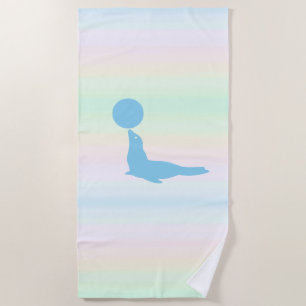 Serviette De Plage Lion bleu de la mer sur les couleurs pastel