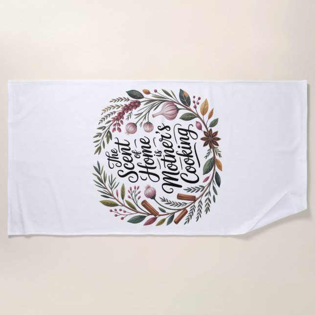 Serviette De Plage L'odeur de la maison est la cuisine de maman (Devant)