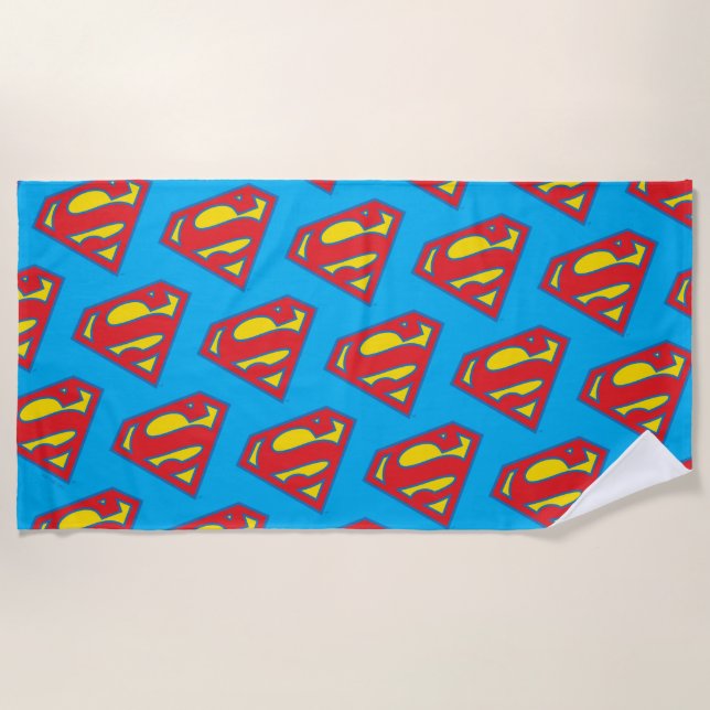 Serviette De Plage Logo classique Supergirl avec fond bleu (Devant)