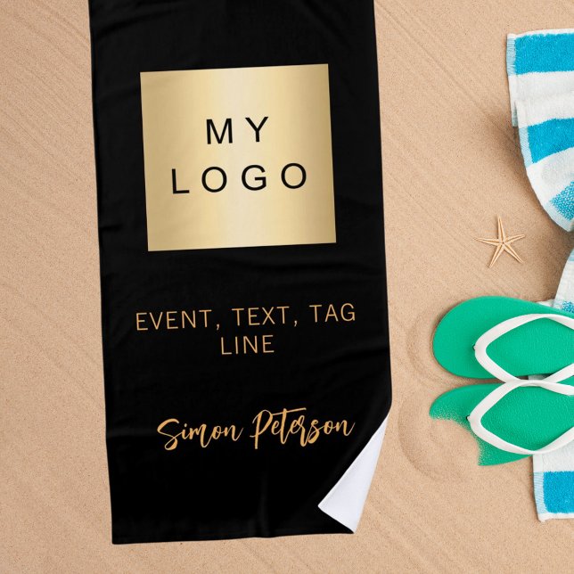 Serviette De Plage Logo commercial signature or noir (Créateur téléchargé)