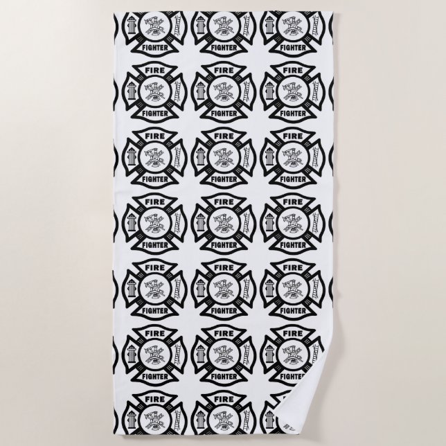Serviette De Plage Logo de délivrance de sapeur-pompier (Devant)