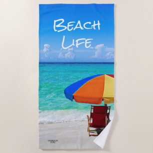 Serviette De Plage Logo de la société horizontale Tropical Beach Cade