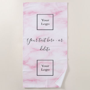 Serviette De Plage Logo de l'entreprise en marbre rose clair