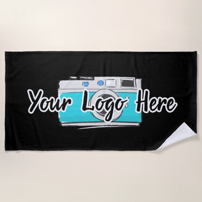Serviette De Plage Logo de l'entreprise personnalisée - Noir du logo  (Devant)