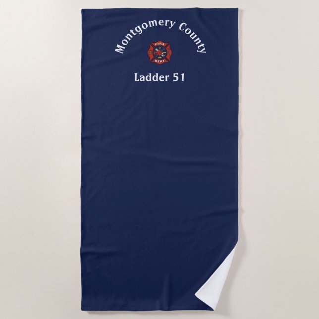 Serviette De Plage Logo du service d'incendie personnalisé (Devant)