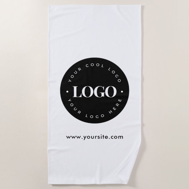 Serviette De Plage Logo et entreprise de texte personnalisés minimes (Devant)