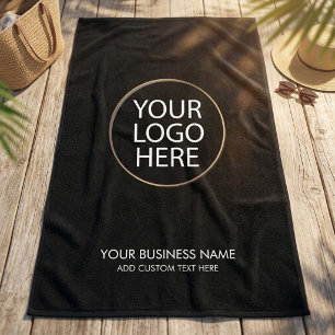 Serviette De Plage Logo et texte d'entreprise professionnels en noir