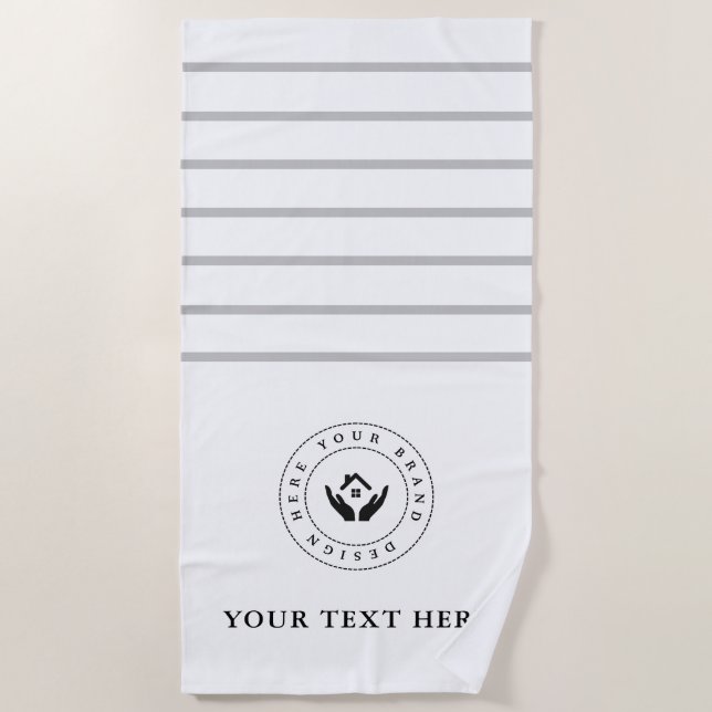Serviette De Plage Logo et texte personnalisé minimal simple (Devant)
