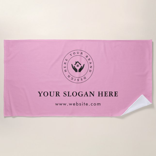 Serviette De Plage Logo et texte personnalisé minimal simple (Devant)