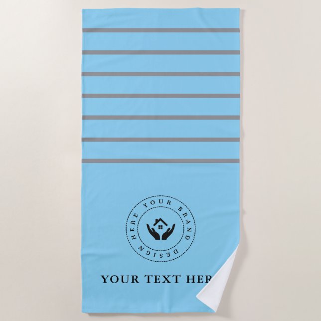 Serviette De Plage Logo et texte personnalisé minimal simple (Devant)
