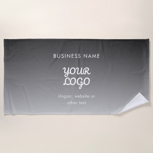Serviette De Plage Logo et texte promotionnels modernes | Couleur mod (Devant)