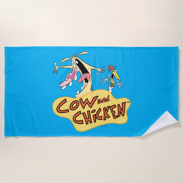 Serviette De Plage Logo graphique de Cow et Chicken (Devant)