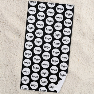 Serviette De Plage Logo Motif Entreprise Promotion Marque Noir