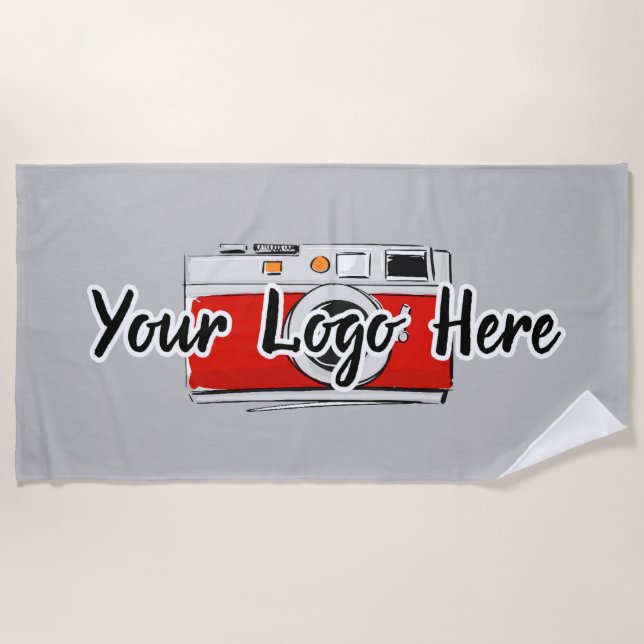Serviette De Plage Logo personnalisé de l'entreprise Utiliser son pro (Devant)
