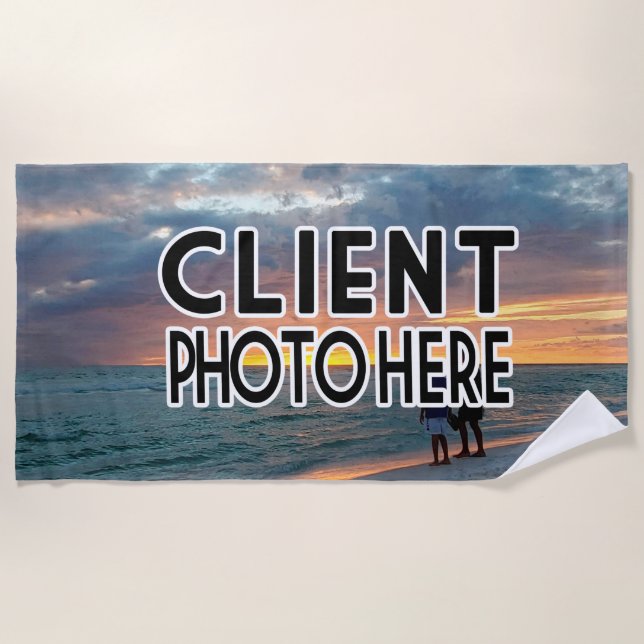 Serviette De Plage Logo personnalisé du client photo et de votre entr (Devant)