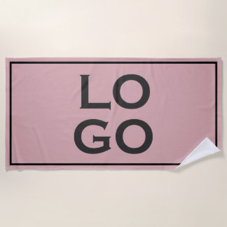 Serviette De Plage Logo personnalisé sur Dusty Rose avec cadre