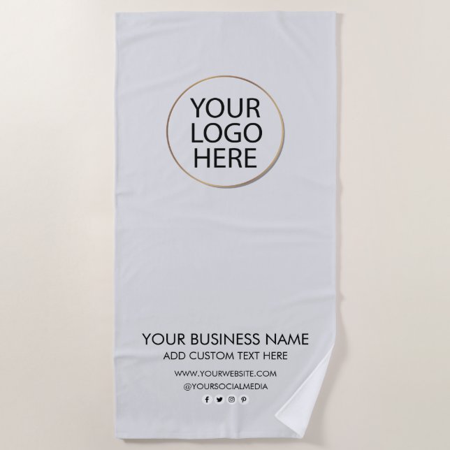 Serviette De Plage Logo professionnel et entreprise de texte Blanc (Devant)
