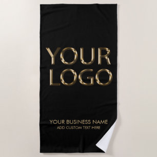 Serviette De Plage Logo professionnel et entreprise de texte noir