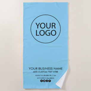 Serviette De Plage Logo professionnel et texte Entreprise Bleu