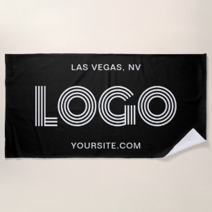 Serviette De Plage Logo rectangulaire moderne noir et blanc