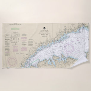 Serviette De Plage Long Island Sound Western Part Carte marine