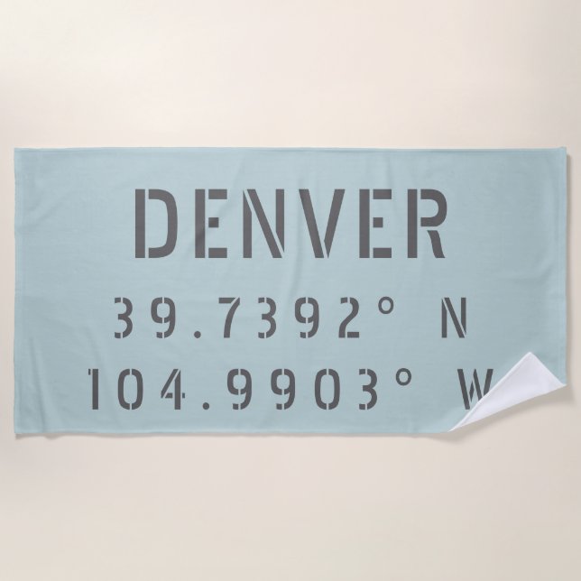 Serviette De Plage Longitude de la latitude de Denver (Devant)
