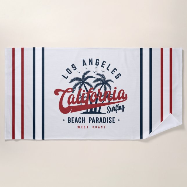 Serviette De Plage Los Angeles California Surfing (Devant)