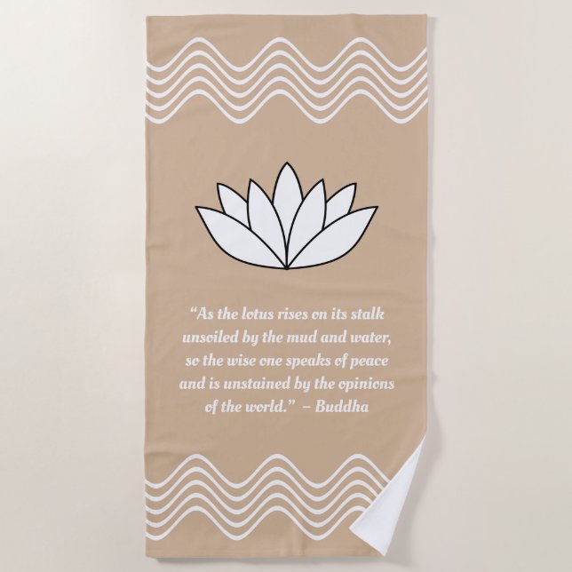 Serviette de plage Lotus Flower et Bouddha Quote (Devant)