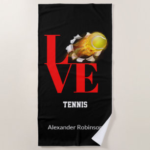 Serviette De Plage Love Tennis Sports Personnalisés