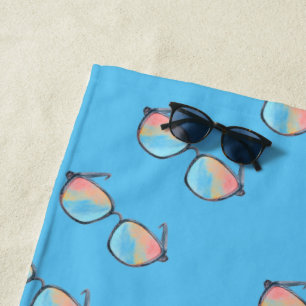 Serviette De Plage Lunettes de soleil amusantes Lentille colorée
