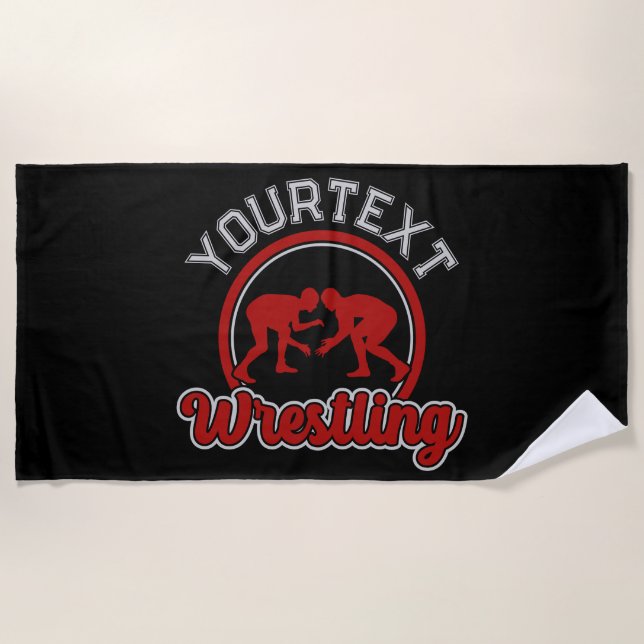 Serviette De Plage Lutter AJOUTER LE NOM Grappe Champion d'équipe (Devant)